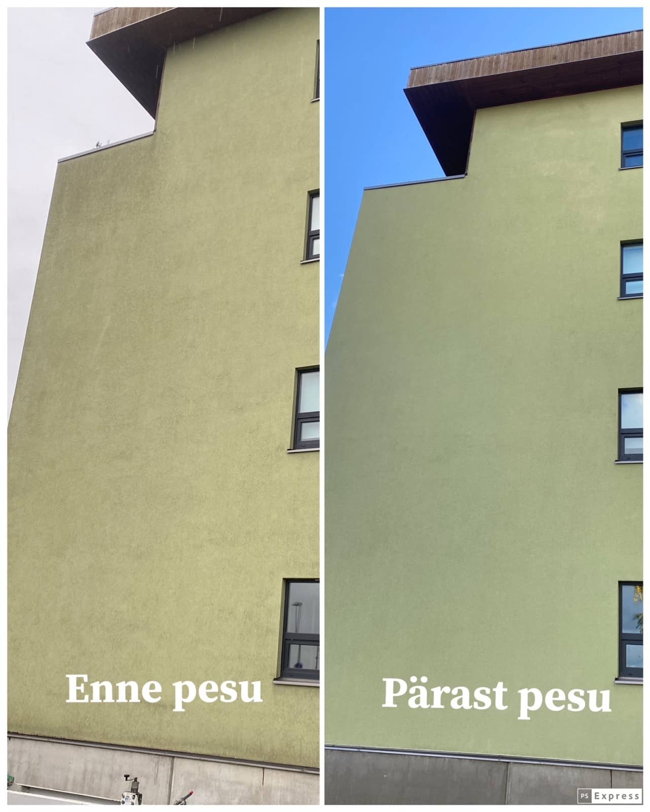 Kortermaja fassaadi survepesu